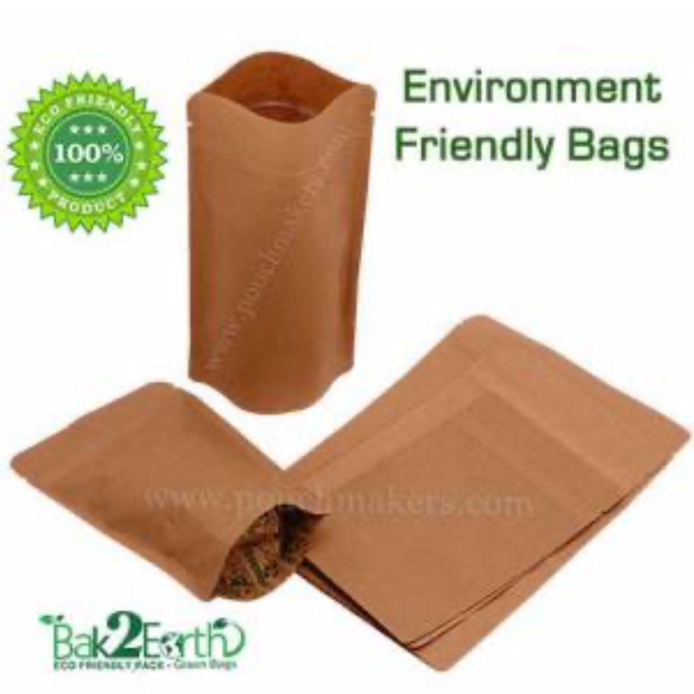 100 Eco-degradable stand up sealable Kraft food Bags BNIB